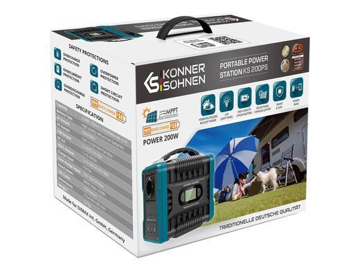 Портативна електростанція Konner&Sohnen KS 200PS, 200Вт, 222 Вт/год, літій-іонна, 2.4кг (KS200PS) [110384]