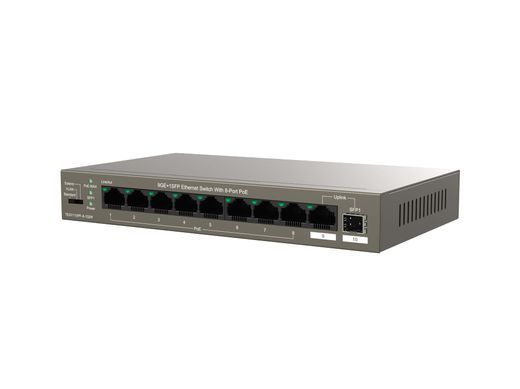 Комутатор TENDA 8xGE PoE, 1xGE, 1xSFP, Некерований (TEG1110PF-8-102W) [15215]