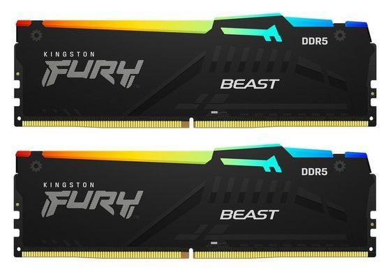 Пам'ять ПК Kingston DDR5 64GB KIT (32GBx2) 5200 FURY Beast RGB (KF552C40BB2AK2-64) [108073]