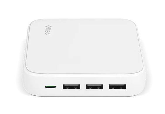 Мережевий зарядний пристрій Ttec SmartCharger Quattro GaN USB-C/USB-A 65W White (2SCG02B) [603214]