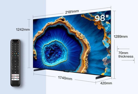 Телевізор 98" TCL MiniLED 4K 144Hz Smart Google TV Titan ONKYO sound (98C805K) [111213]