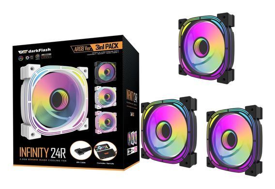 Набір із трьох вентиляторів для корпусу DARK FLASH INF24 3IN1(PWM), чорний (INF24 3IN1(PWM) BLACK) [503323]