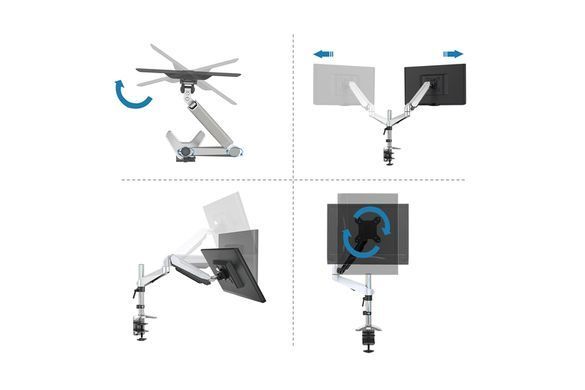 Кріплення DIGITUS Monitor Clamp gas spring, 15-27", з нахилом, поворотом (DA-90351) [16997]