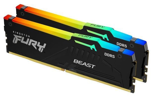 Пам'ять ПК Kingston DDR5 64GB KIT (32GBx2) 5200 FURY Beast RGB (KF552C40BB2AK2-64) [108073]