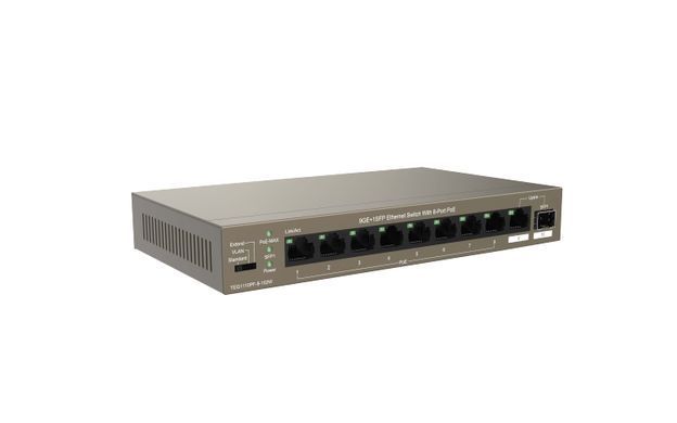 Комутатор TENDA 8xGE PoE, 1xGE, 1xSFP, Некерований (TEG1110PF-8-102W) [15215]