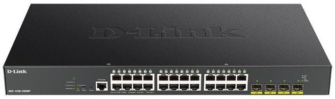 Комутатор D-Link 24xGE PoE, 4xSFP+, 370W, WebSmart (DGS-1250-28XMP) [105024]
