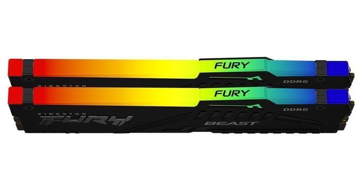 Пам'ять ПК Kingston DDR5 64GB KIT (32GBx2) 5200 FURY Beast RGB (KF552C40BB2AK2-64) [108073]