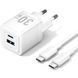 Зарядний пристрій 2xUSB 30W (USB-A/USB-C) + USB-C cable М-М White Vention (TZ-FEQW0-EU-01) [405450], фото 2