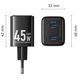 Зарядний пристрій 2xUSB-С 45W GaN чорний Vention (FEFB0-EU) [404506], фото 2