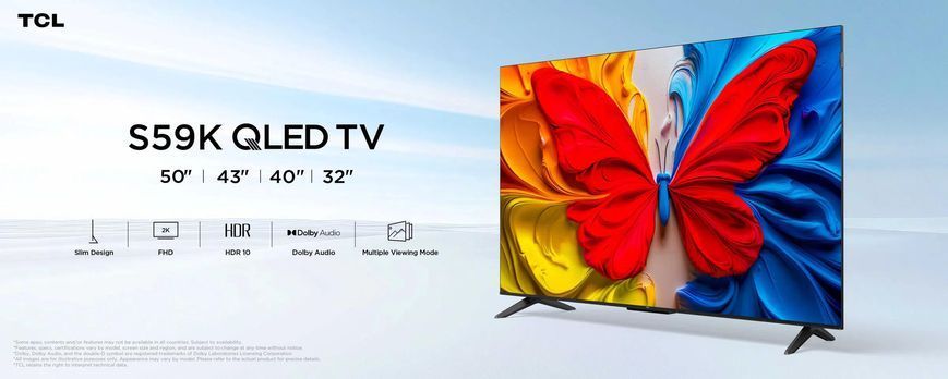 Телевізор 43" TCL QLED FHD 60Hz Smart Android TV Black (43S59K) [114182]