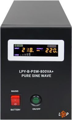 Джерело безперебійного живлення LogicPower LPY-B-PSW-800VA+ (560Вт)5A/15A, з правильною синусоїдою 12V (LP4150) [610723]