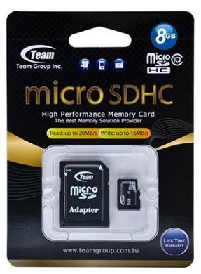 Карта пам`ятi MicroSDHC 8GB Class 10 Team + SD-adapter - (TUSDH8GCL1003) [606921]
