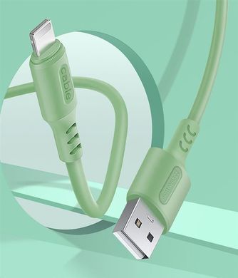 Кабель ColorWay USB - Lightning (M/M), soft silicone, 2.4 А, 1 м, Green (CW-CBUL042-GR) [603842]