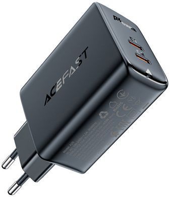 Зарядний пристрій 2xUSB 50W (USB-C+USB-C) Gan A29 Fast Charger Black Acefast (6974316281443) [402151]