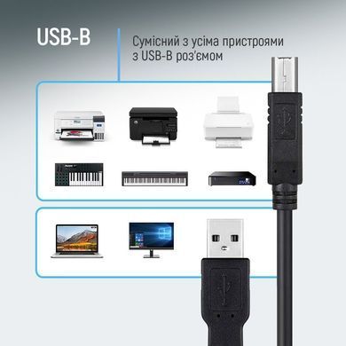 Кабель ColorWay USB - USB Type-B V 2.0 (M/M), 3 м, Black (CW-CBUB073-BK) [613617]