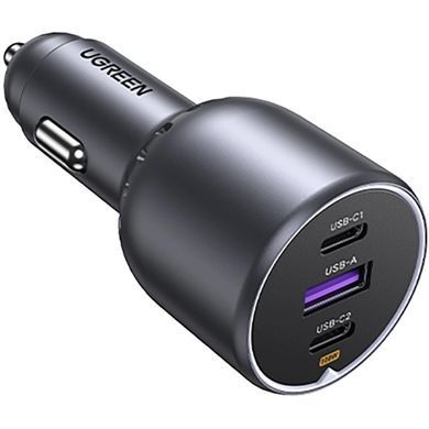 Автозарядка 3xUSB 130W (2xUSB-C+USB-A) QC 3.0 Чорна (EC705) UGREEN (35025) [402131]
