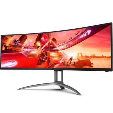 Монітор TFT 49" AOC, VA, 5120x1440, 165Гц, вигн., HDMIx3, DP, USB-C, USB-hub, HAS, кол, чорний (AG493UCX2) [400513]