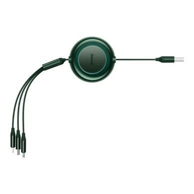 Кабель Baseus Bright Mirror 2 Series Retractable 3-in-1 Fast Charging Data Cable USB to M+L+C 3.5A 1.1m Green (CAMJ010006) [802625]