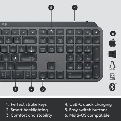 Клавіатура + миша MX KEYS COMBO ENG LOGITECH (920-010933) [500064]
