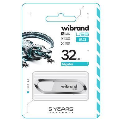 Флеш-накопичувач Wibrand USB 2.0 Aligator 32Gb White (WI2.0/AL32U7W) [802912]
