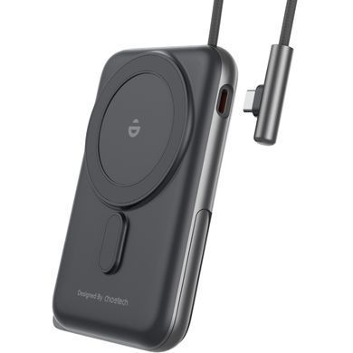 УМБ Choetech Magnetic Wireless 10000mAh 20W PD USB-C In/Out,Qi-15W,build-in cabel Black (B735-CCBK) [402245]