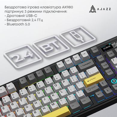 Клавіатура бездротова Ajazz AK980 Clear Sky Switch Black (AK980-CS-BGY) [613236]