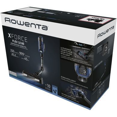 Пилосос Rowenta безпровідний XForce Flex 12.60 Auto Model, 252Вт, конт пил -0.6л, автон. робота до 45хв, вага-3кг, НЕРА, чорно-синій (RH98C8WO) [12428]