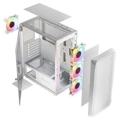 Корпус LogicConcept PORTOS MESH+GLASS ARGB fans 4x120mm WHITE без БЖ ATX (AT-PORTOS-20-0000000-0002) [402970]