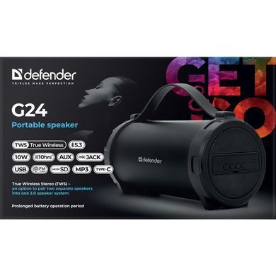 Акустична система 1.0 Defender G24 10W, BT/TF/USB/AUX/1500мАч (65124) [405258]