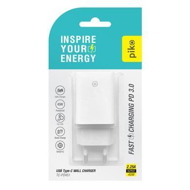 Мережевий зарядний пристрій Piko TC-PD451 (1USB-Cx3A) 45W White (1283126597770) [603357]
