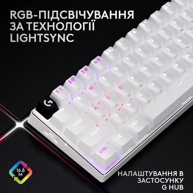 Клавiатура бездротова Logitech G PRO X 60 TKL GX Optical Tactile White (920-011930) [606020]
