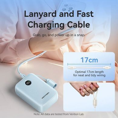 УМБ Vention 20000mAh 22,5W PD,QC, USB-A,2xUSB-C In/Out Blue (FKBL0-C) [405463]