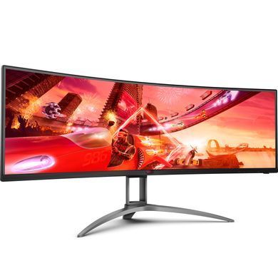 Монітор TFT 49" AOC, VA, 5120x1440, 165Гц, вигн., HDMIx3, DP, USB-C, USB-hub, HAS, кол, чорний (AG493UCX2) [400513]