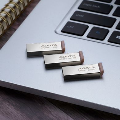 Флеш-накопичувач ADATA USB 3.2 UR 350 128Gb Silver/Beige (UR350-128G-RSR/BG) [803131]