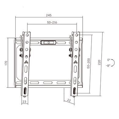 Кронштейн для ТВ AGN з нахилом/23"-43"/45 кг/max.VESA 200x200/Black (AGN43-220T) [405207]