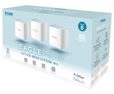 WiFi-система D-Link EAGLE PRO AI AX1500 Mesh WiFi (3шт) (M15-3) [104559]