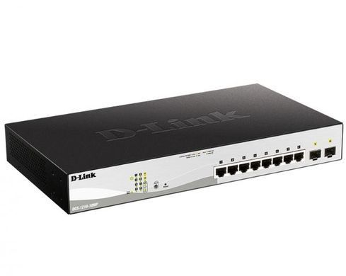 Комутатор D-Link 8xGE PoE, 2xSFP, 130Вт (DGS-1210-10MP/FL) [15030]