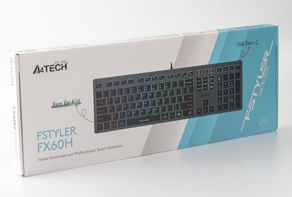 Клавіатура A4Tech Fstyler FX60H Grey Neon Backlit (FX60H USB (Grey) Neon backlit) [605953]