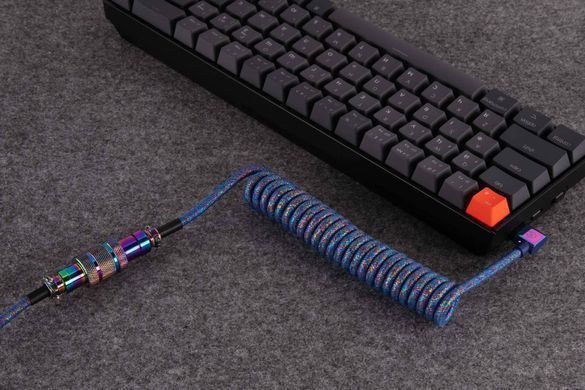 Кабель USB-A/USB-C > USB-C заряджання/синхронізації Keychron, 1.08м, Type-C, Premium Coiled Aviator, синій (CAB8_KEYCHRON) [108589]
