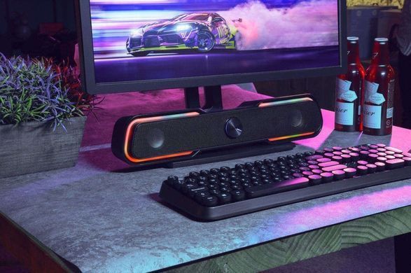 Акустична система 2.0 HP, 3,5мм + USB, 6Вт, Sound Bar LED RGB (DHE-6002) [404763]
