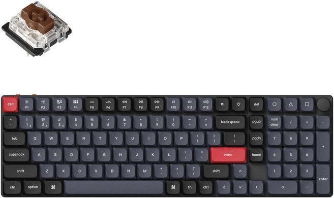 Клавіатура механічна Keychron K17 PRO 100Key, Gateron MX 2.0 Brown, WL/BT/USB-A, QMK, Hot-swap, RGB, білий в центрі (K17P-H3-UA) [103678]