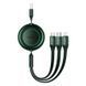 Кабель Baseus Bright Mirror 2 Series Retractable 3-in-1 Fast Charging Data Cable USB to M+L+C 3.5A 1.1m Green (CAMJ010006) [802625], фото 1