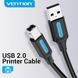 Кабель USB 2.0 AM-BM, 3.0 м, 480Mbps Printer PVC чорний Vention (COQBI) [404566], фото 4