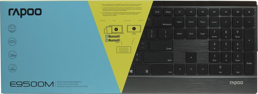 Клавіатура бездротова Rapoo E9500M Wireless Black (E9500M Black) [616823]