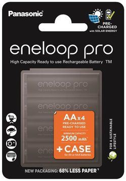 Акумулятор Panasonic Eneloop NI-MH Pro AA 2500 мАг 4 шт, з кейсом для зберігання (BK-3HCDEC4CP) [113428]