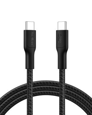 Кабель USB-C > USB-C заряджання/синхронізації Belkin 2м, 240Вт, Type-C, плетений, чорний (CAB025HQ2MBK) [108879]