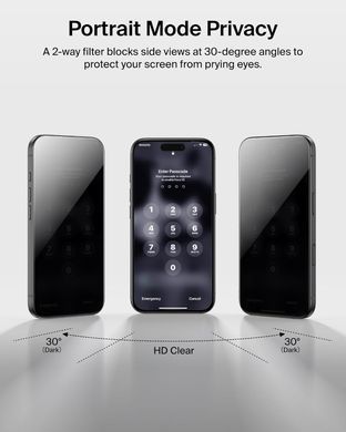 Захисне скло Belkin для iPhone 17 Pro, Privacy TemperedGlass (1 Pack) (OVA213HQ) [112120]