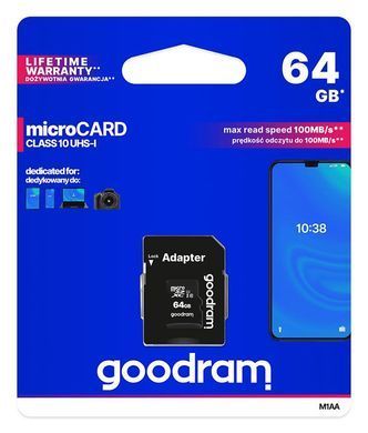 Карта пам`ятi MicroSDXC 64GB UHS-I Class 10 Goodram + SD-adapter (M1AA-0640R12) [606930]