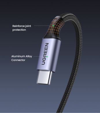 Кабель UGREEN US334 USB-C to USB-C PD Fast Charging 90 Degree Cable 5A Max Black 2m (UGR-70645) [806658]
