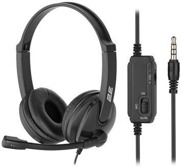 Гарнітура ПК стерео On-ear 2E CH12 mini-jack, omni-mic, 1.2м, чорний (2E-CH12SJ) [107153]